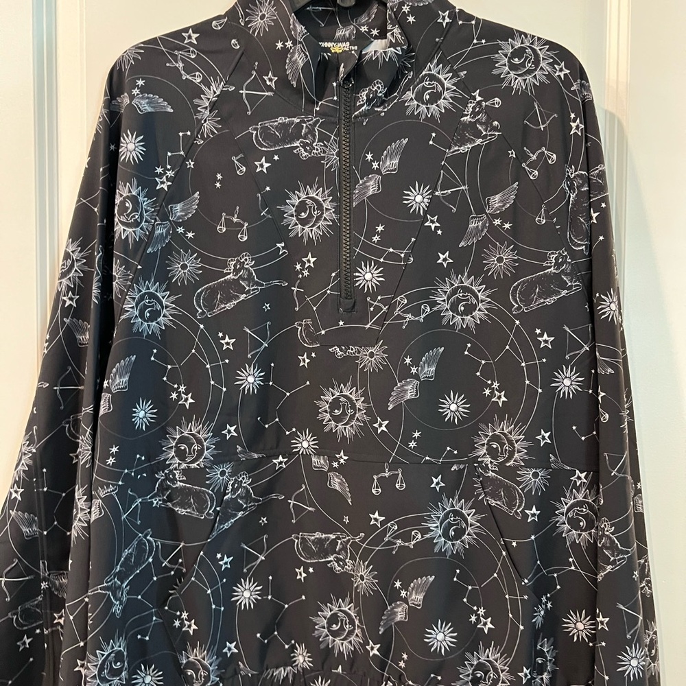 Johnny Was BEE Active-Black and White Windbreaker with Zodiac Pattern